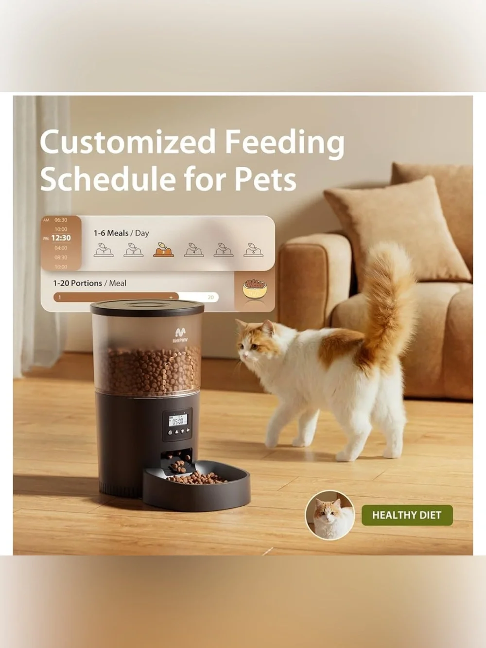 Automatic Dog or Cat Feeders, 3L Timed Cat Dry Food Dispenser, Programmable NEW